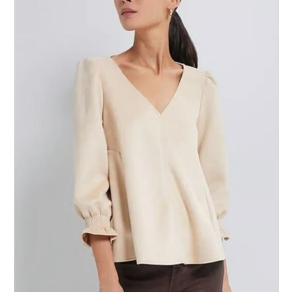 Tuckernuck Women's Bone Suede Easton Swing Blouse Top‎ Minimalist Beige Size XS